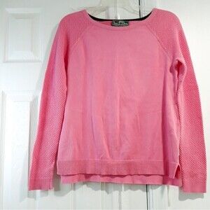 L-RL Lauren Active Ralph Lauren Cotton Knit Pink Long-Sleeve Sweater Size Small